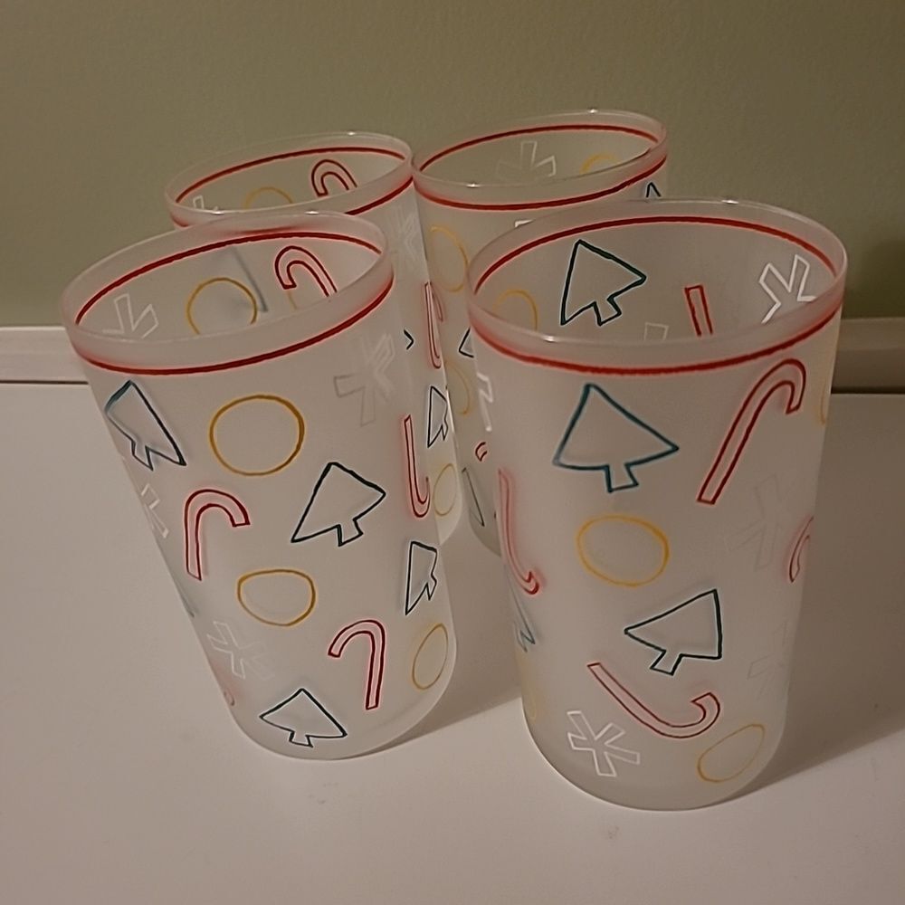 Set of Four Frosted Christmas Glasses